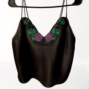 Vintage Shirley of Hollywood Silk Cami – Goth Floral L